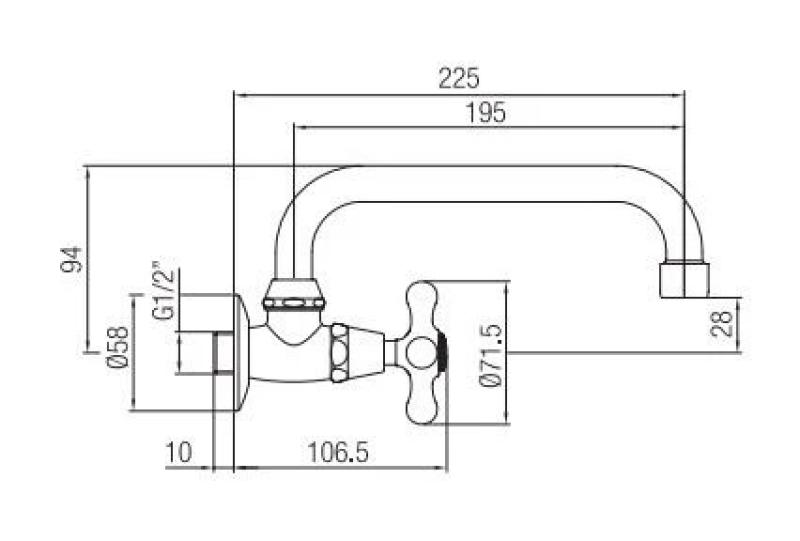 PB klasický nástenný fontánový kohútik s hviezdicovou rukoväťou na studenú vodu a otočným výtokom bronz 1208956897