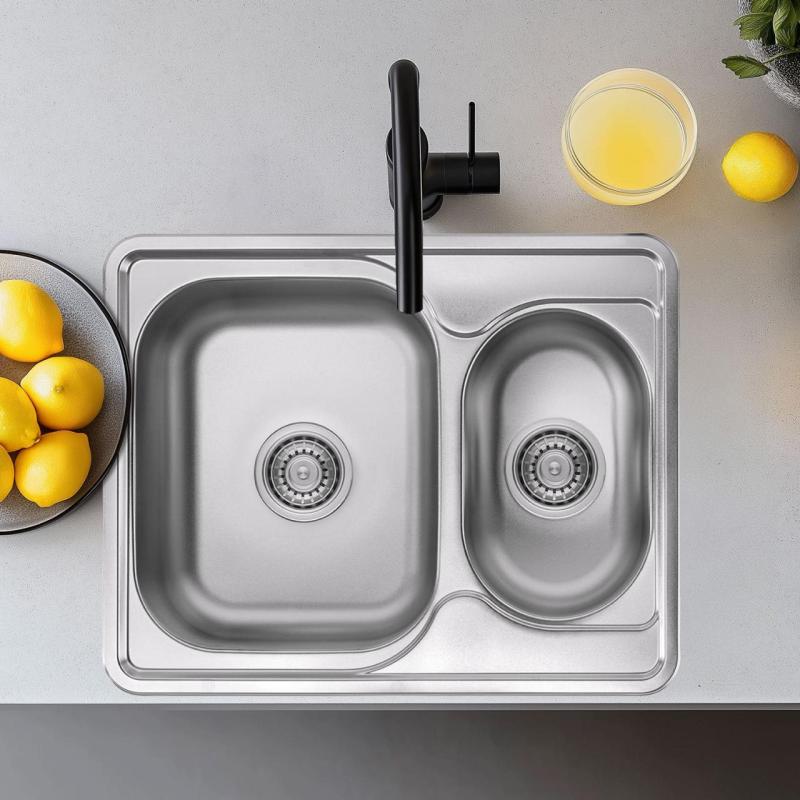 Ausmann Basic nerezový 1,5 vstavaný drez, obojstranný 63x50 cm vrátane sifónu 1208956969