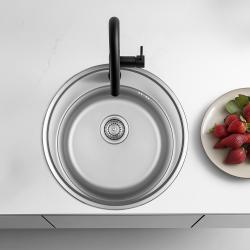 Ausmann Basic nerezová nadstavbová okrúhla drez s otvorom na batériu 51 cm vrátane sifónu 1208956976
