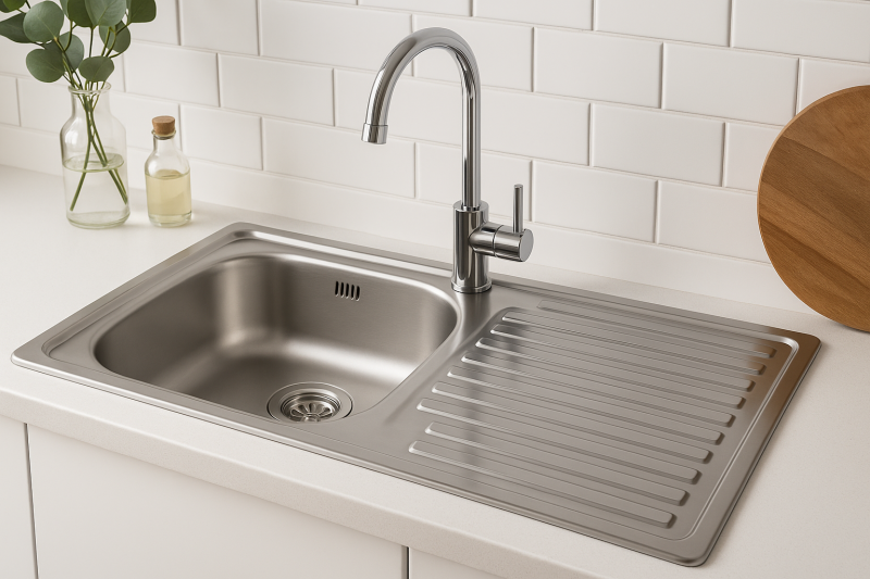 Ausmann Basic nerezový nadstavbový drez s odkvapkávačom, obojstranný, 75x40 cm, vrátane sifónu 1208956996