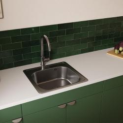 Ausmann Basic nerezový (rvs) montážny drez 48x48 cm s otvorom pre batériu vrátane sifónu 1208957000