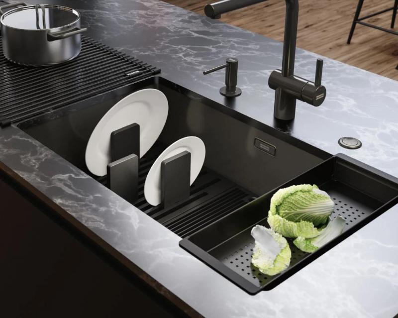 Franke Mythos masterpiece čierna spodná mriežka a odkvapkávač na riad 676x401mm 112.0676.895