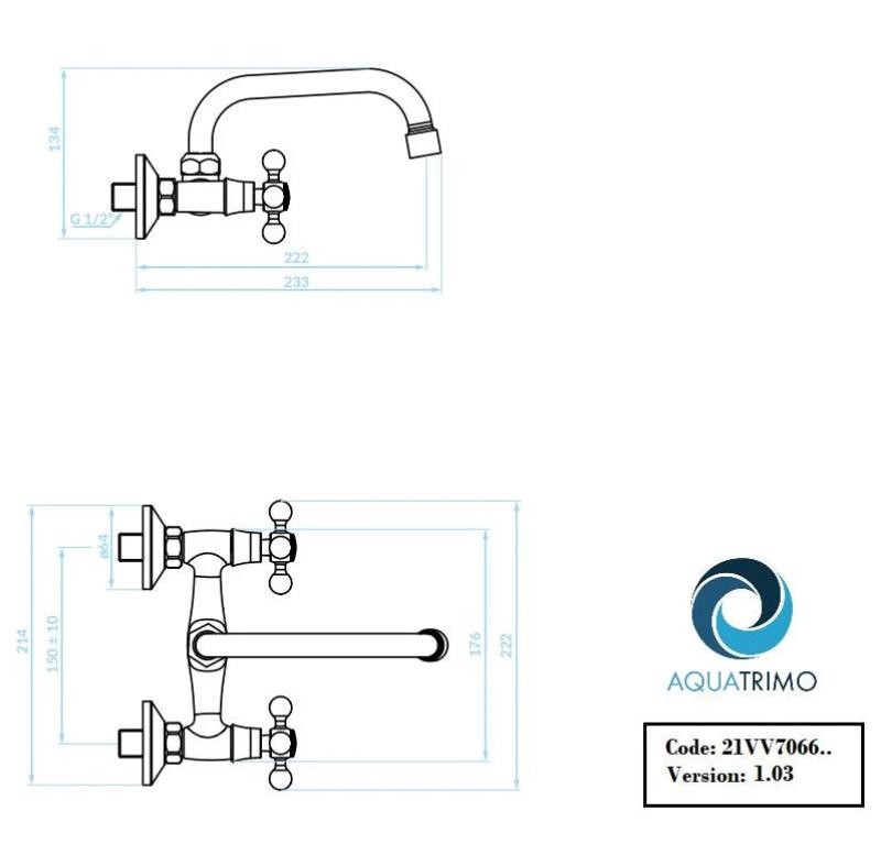 AquaTrimo Vivaldi klasická kuchynská nástenná batéria s horným výtokom chróm 21VV7066CM