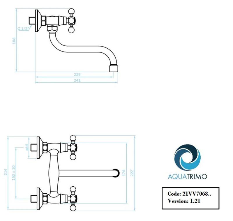 AquaTrimo Vivaldi klasická kuchynská nástenná batéria bronz 21VV7068BN