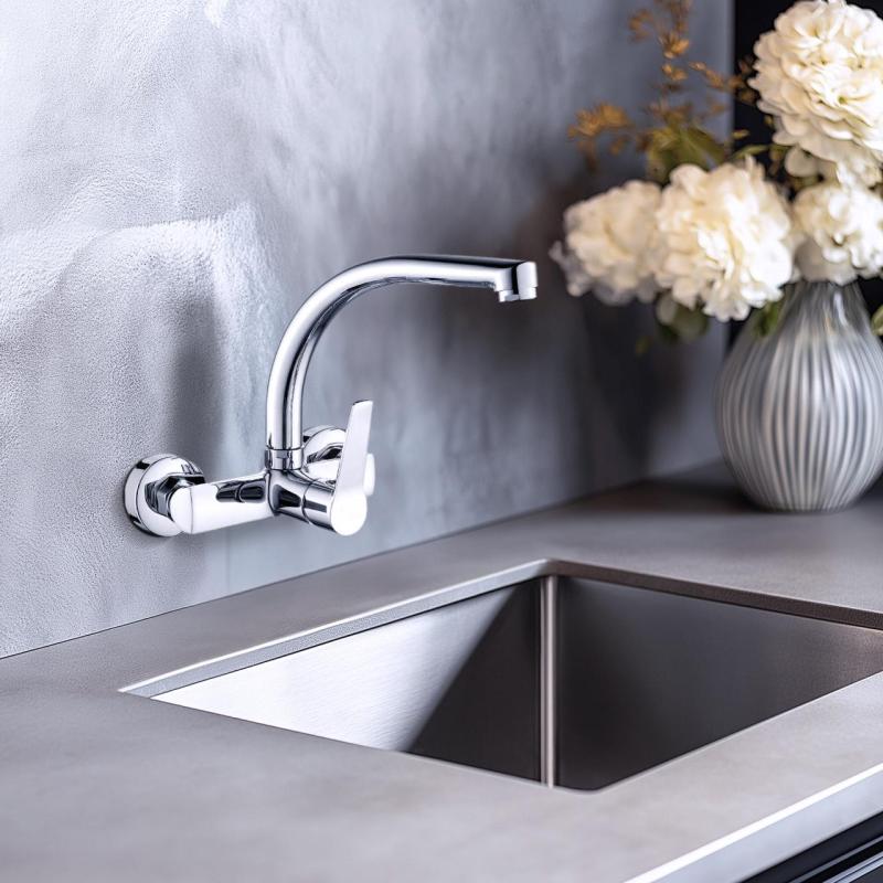 AquaTrimo Chopin kuchynská nástenná batéria s horným výtokom chróm 21CP7073CM