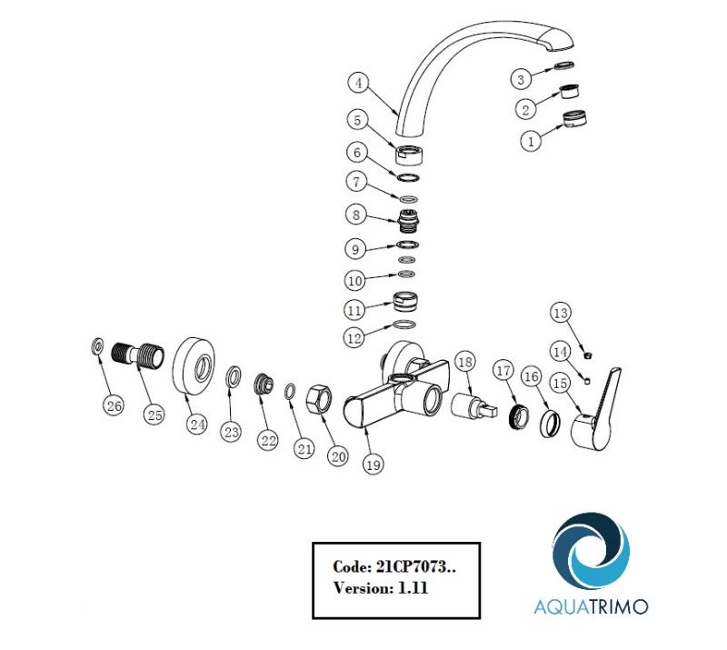 AquaTrimo Chopin kuchynská nástenná batéria s horným výtokom, matná čierna 21CP7073SW