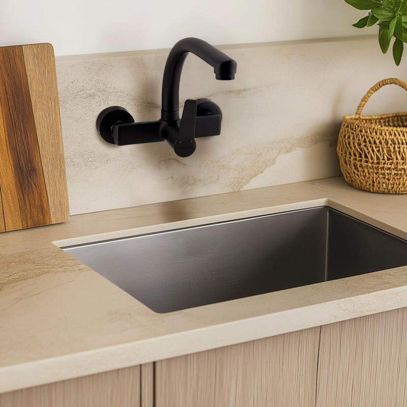 AquaTrimo Chopin kuchynská nástenná batéria s horným výtokom, matná čierna 21CP7073SW