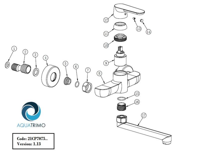 AquaTrimo Chopin čierna nástenná batéria s dolným výtokom 235 mm 21CP7075SW