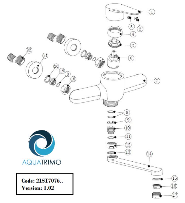AquaTrimo Schubert jednoručková kuchynská nástenná batéria chróm 21ST7076CM