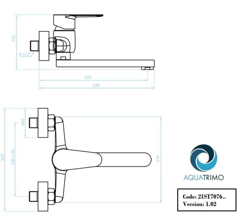 AquaTrimo Schubert jednoručková kuchynská nástenná batéria chróm 21ST7076CM