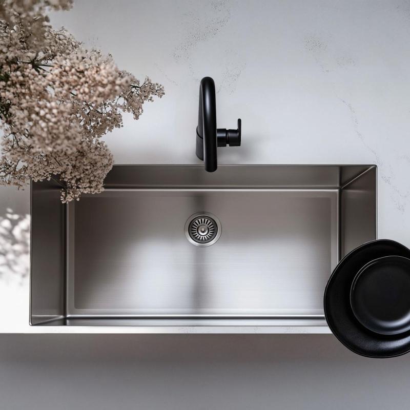 Ausmann Oder veľký nerezový drez 74x40cm pre zapustenú montáž, spodnú montáž a povrchovú montáž, extra hlboký 22cm 1208957114