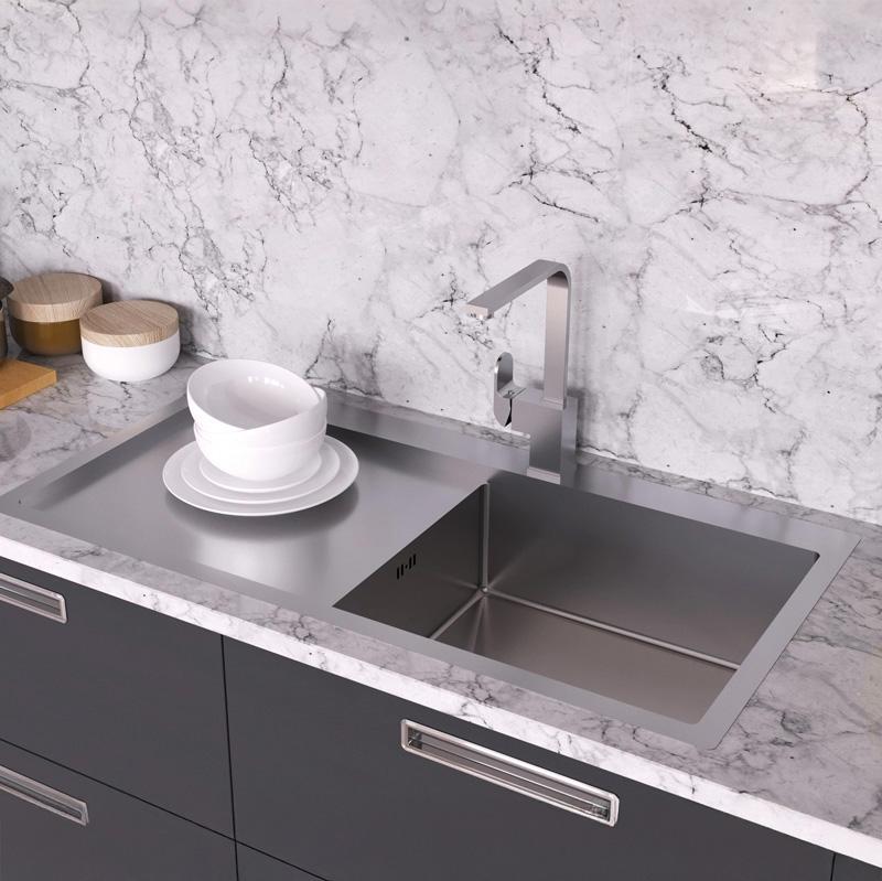 Ausmann Oder Blue veľký nerezový drez 100x51 cm na úrovňovú a montážnu inštaláciu s odkvapkávacou plochou 1208957123