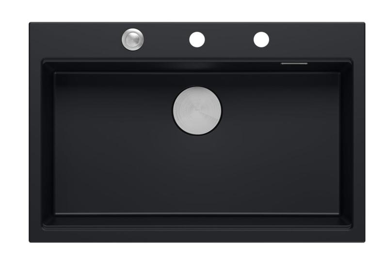 Quadri matná čierna hard rock žulová nadstavbová veľká umývadlová miska 76x50 cm vrátane príslušenstva 1208957201