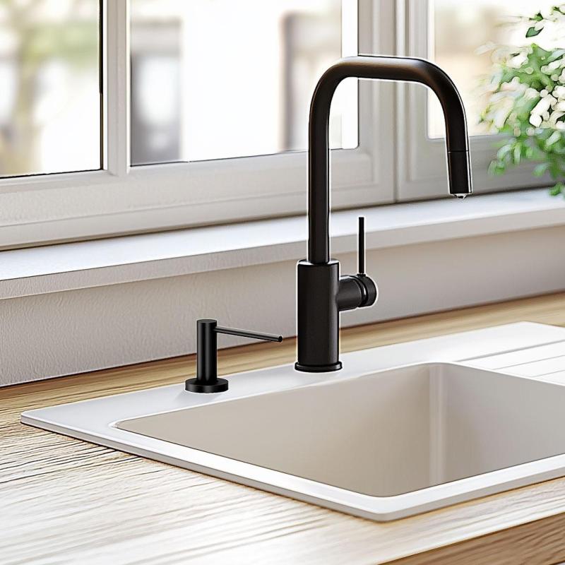 Quadri Swindon Luxe Vstavaný Dávkovač Mydla, matná čierna, dopĺňanie zhora, 1208957213