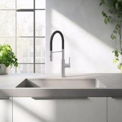Quadri Chester kuchynská batéria s flexibilným výtokom a sprchou s 2 druhmi prúdov, nerez 1208957226