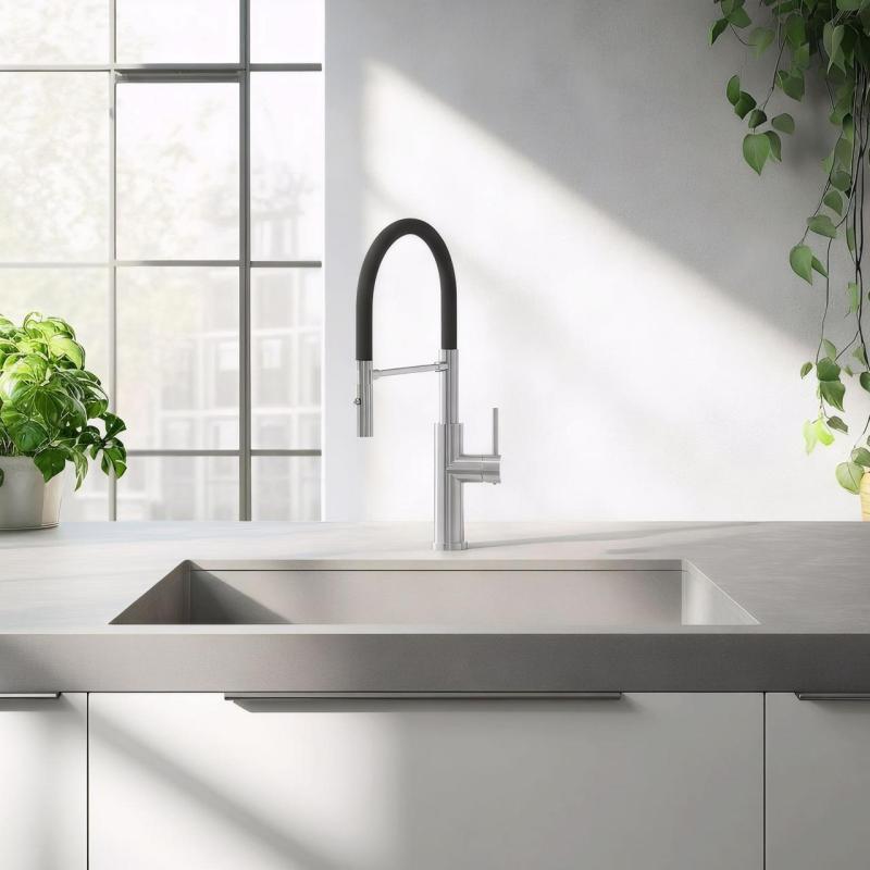 Quadri Chester kuchynská batéria s flexibilným výtokom a sprchou s 2 druhmi prúdov, nerez 1208957226