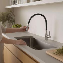 Quadri Preston kuchynská batéria z nerezovej ocele s 2-polohovým flexibilným čiernym výtokom 1208957228