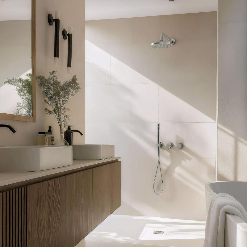 Waterevolution Flow vstavaná sprchová súprava chróm s termostatom, dažďovou sprchou a ručnou sprchou 1208957343