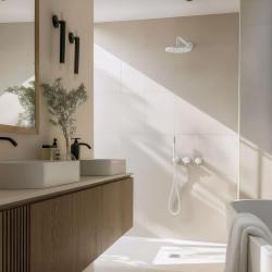 Waterevolution Flow vstavaná sprchová súprava matná biela s termostatom, dažďovou sprchou a ručnou sprchou 1208957344