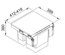 Franke Sorter Garbo 45-2 vstavaný odpadkový systém 1 x 12 a 1 x 18 litrový odpadkový kôš 1210200692