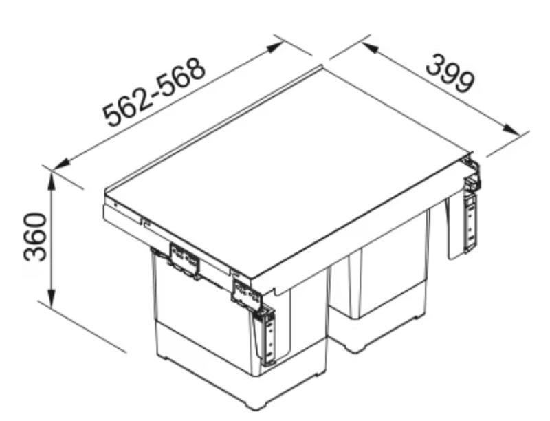 Franke Sorter Garbo 60-2 vstavaný odpadový systém 2 x 18 litrov odpadkový kôš 1210284027