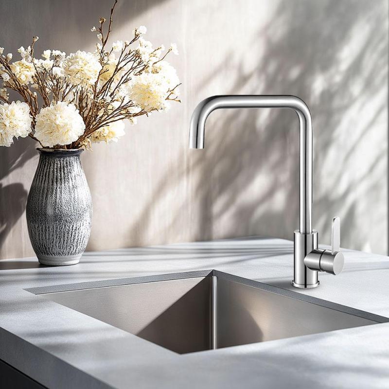 AquaTrimo Solid masívna kuchynská batéria z nehrdzavejúcej ocele s otočným výtokom 21SL7370SS