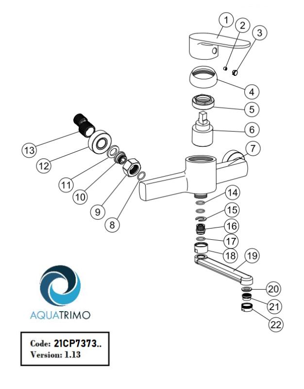 AquaTrimo Chopin nástenná batéria s jednou rukoväťou, kuchynská zmiešavacia batéria chróm 21CP7373CM