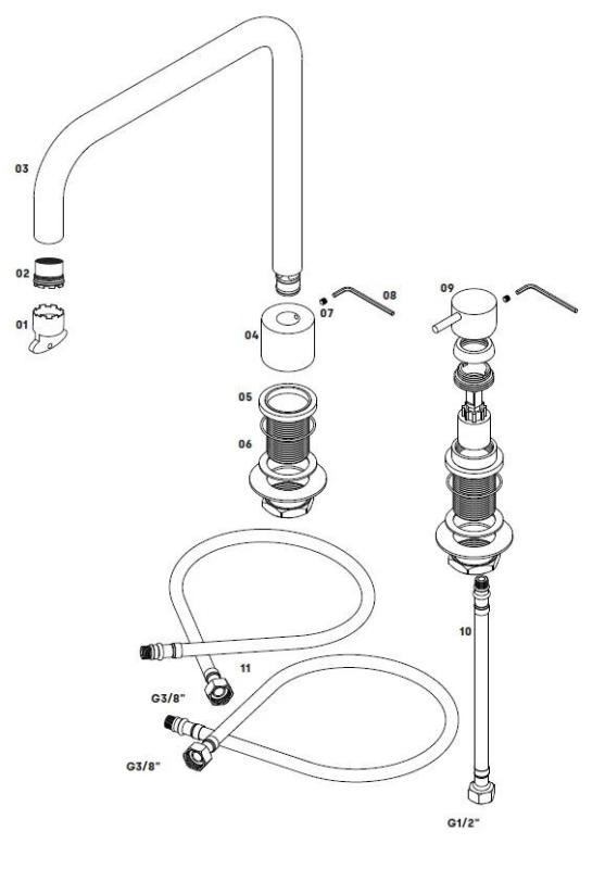 Waterevolution Flow 2-otvorová kuchynská batéria gunmetal PVD T151HGME