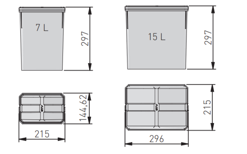 Garbi Basket B-70-4 triediaci odpadový systém pre zásuvku 70 cm vrátane držiaka a 4 odpadových nádob 1208957476