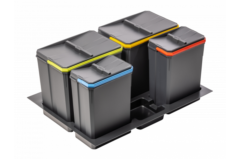 Garbi Basket B-70-4 triediaci odpadový systém pre zásuvku 70 cm vrátane držiaka a 4 odpadových nádob 1208957476