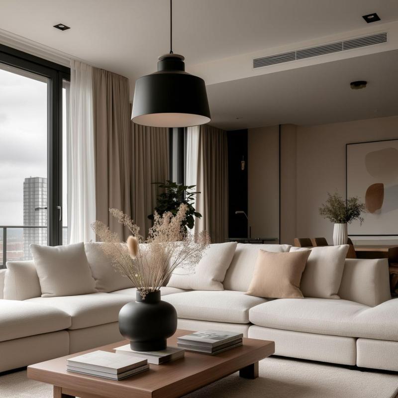 Decor Margus matná čierna kovová závesná lampa s dreveným doplnkom 2911