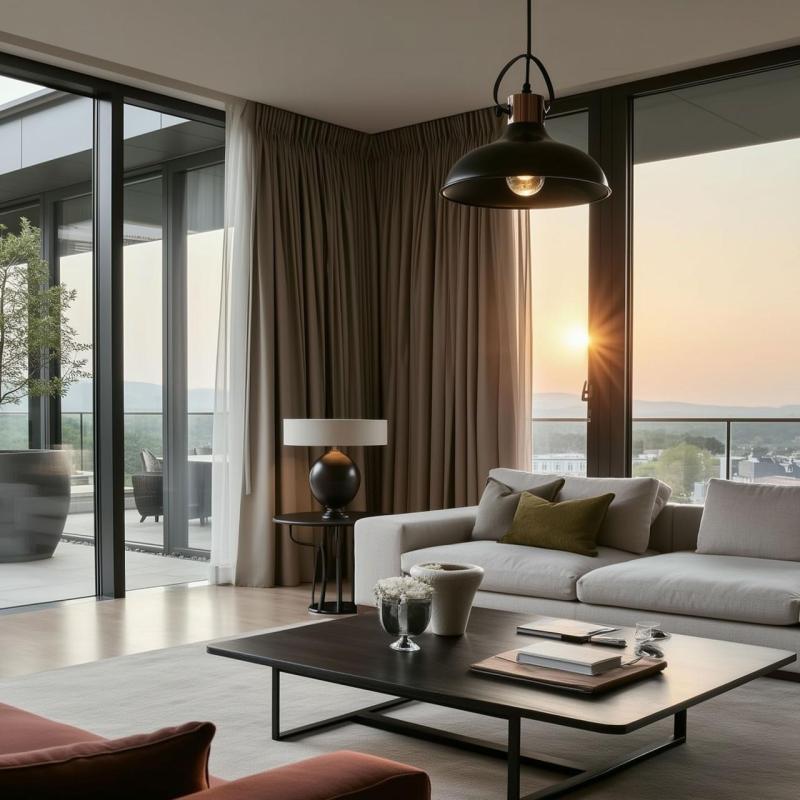 Decor Mees čierna kovová závesná lampa s uchytením tienidla v tvare petrolejovej lampy 2363