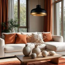 Dekor Goldi čierna zlatá moderná závesná lampa priemer 42 cm 4113