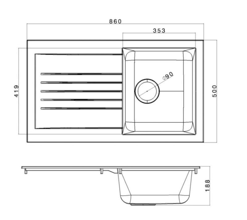 Ausmann Fibre drez čierny obojstranný s odkvapkávačom, nástenný 86x50 cm 1208957665