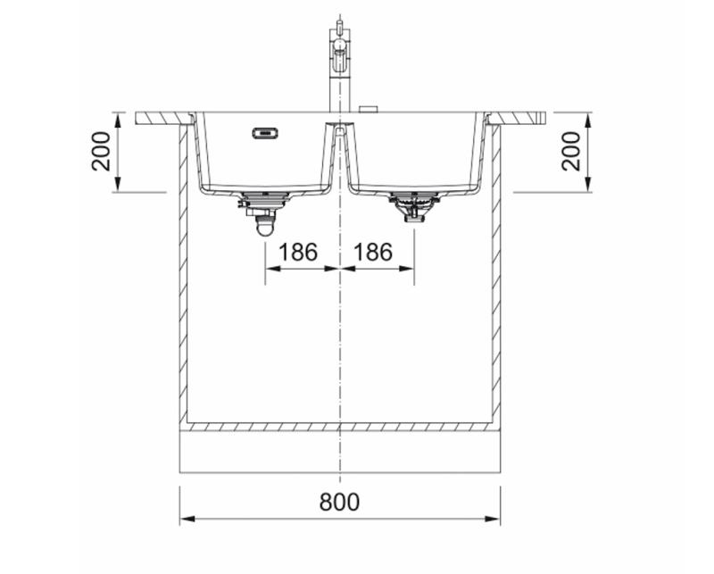 Franke Maris MRG 220-35-35 Fragranite Matt čierna dvojitá umývadlo na rovinu
