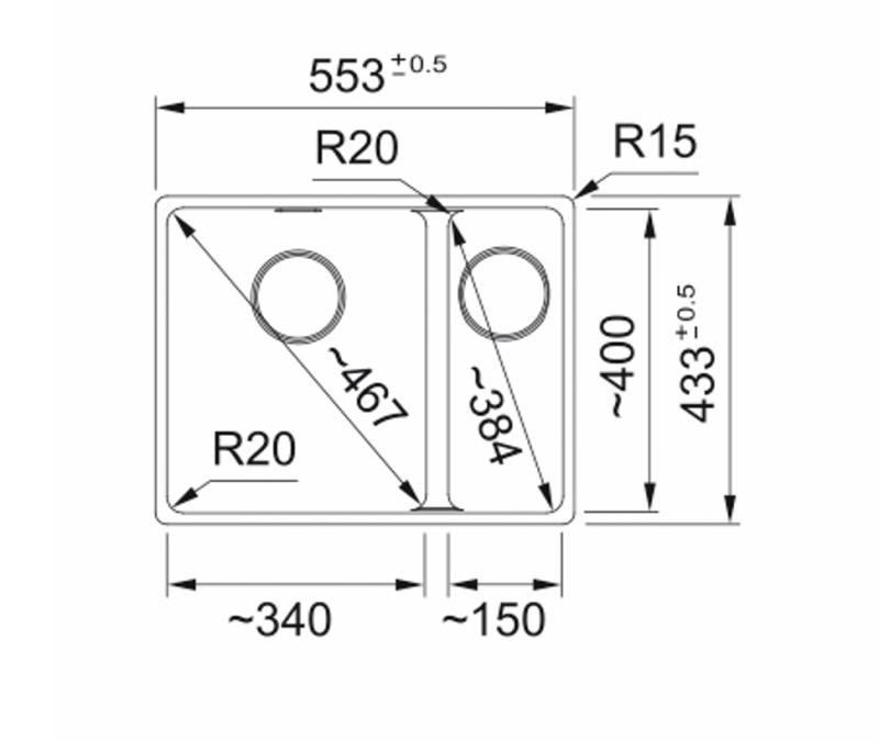 Franke Maris MRG 260-34-15 Fragranite Stone grey drez Ľavá strana rovná vstavaná
