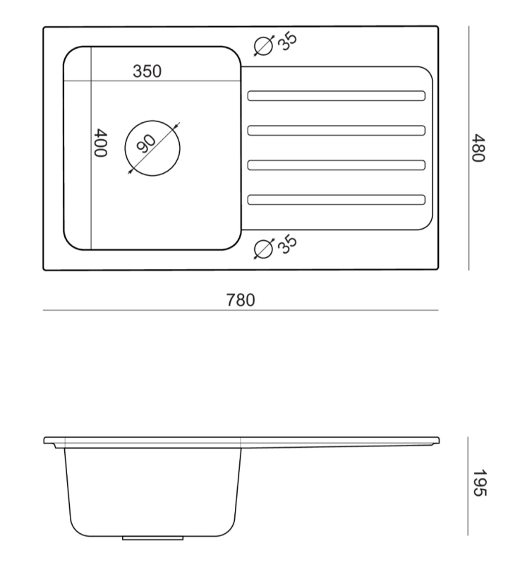 Quadri Fusion montážny drez z nehrdzavejúcej ocele s odkvapkávacou plochou z béžovej žuly 78x48, obojstranný 1208957878