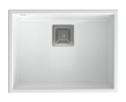 Quadri Quadrangle biele žulové spodné umývadlo 55x42cm s nerezovou zátkou 1208957884