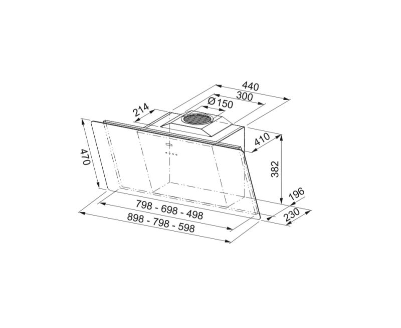 Franke Smart vertikálny čierny sklenený digestor 90 cm 110.0377.734