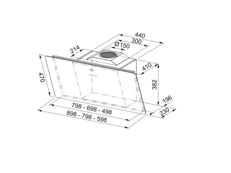 Franke Smart vertikálny čierny sklenený odsávač pár 80 cm 110.0377.735