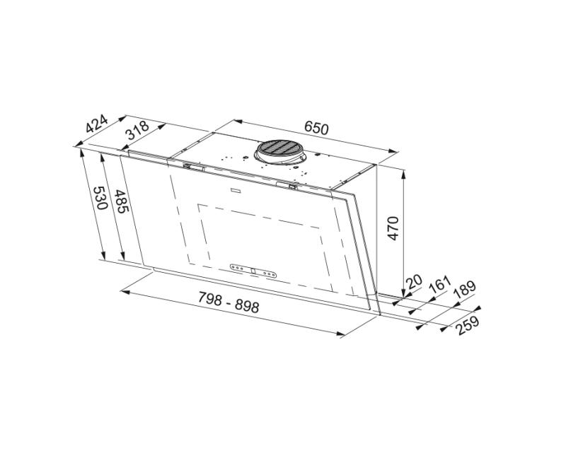 Franke Maris 2.0 Pro vertikálny čierny sklenený digestor 90 cm 330.0682.357