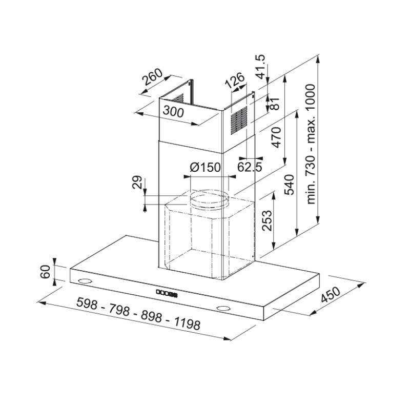Franke Mythos Tale nástenný model nerezová digestor 120 cm 325.0597.295