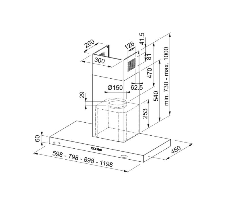 Franke Mythos Tale nástenný model matná čierna digestor 90 cm 325.0657.512