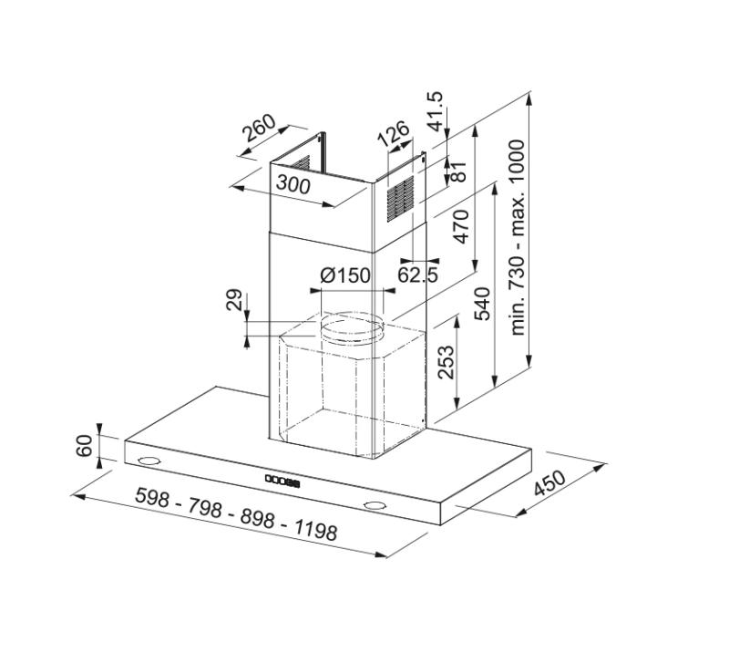 Franke Mythos Tale nástenný model nerezový digestor 60 cm 325.0597.293