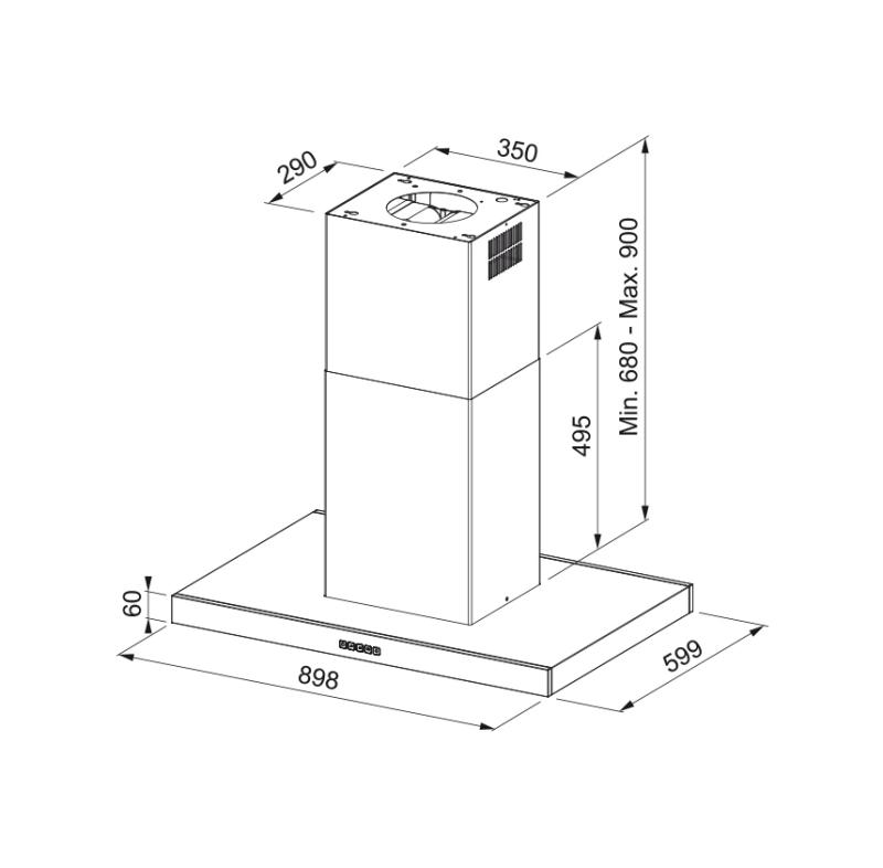 Franke Mythos Tale ostrovná digestor z nehrdzavejúcej ocele 90 cm 325.0552.774