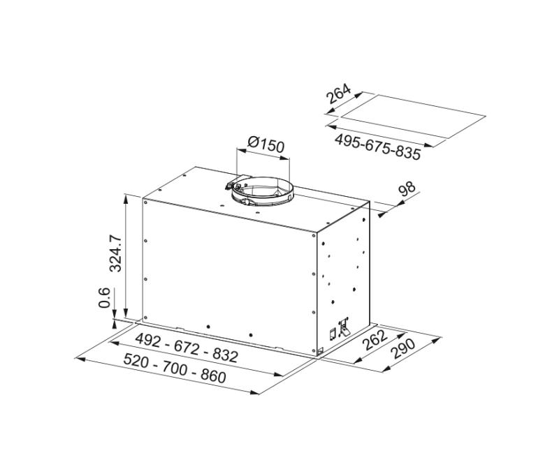 Franke Mythos Box Flush Premium vstavaný nerezový digestor 70 cm 305.0665.369