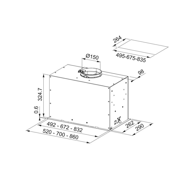 Franke Mythos Box Flush Premium vstavaný RVS digestor 86 cm 305.0665.370