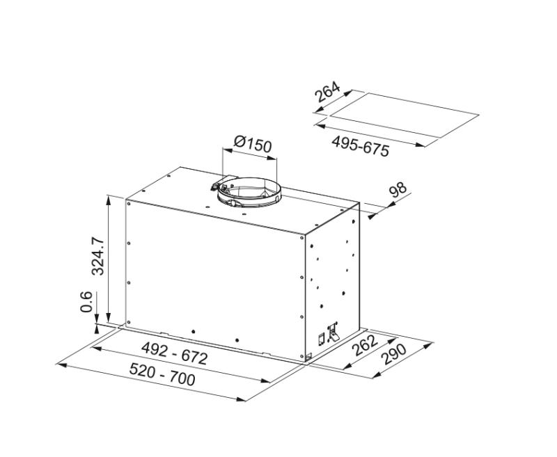 Franke Maris Box Flush EVO vstavaný matný čierny digestor 70 cm 305.0665.365