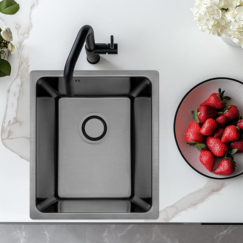 Aquadesign R25 nerezová montážna, podmontážna a zarovnaná drez gun metal 34x40cm 1208958205