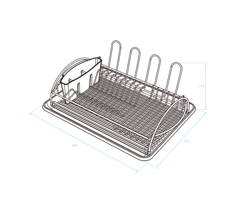 EPKA Dish čierny odkvapkávač na riad, oceľ, 43x110x31,5 cm, 1208958243
